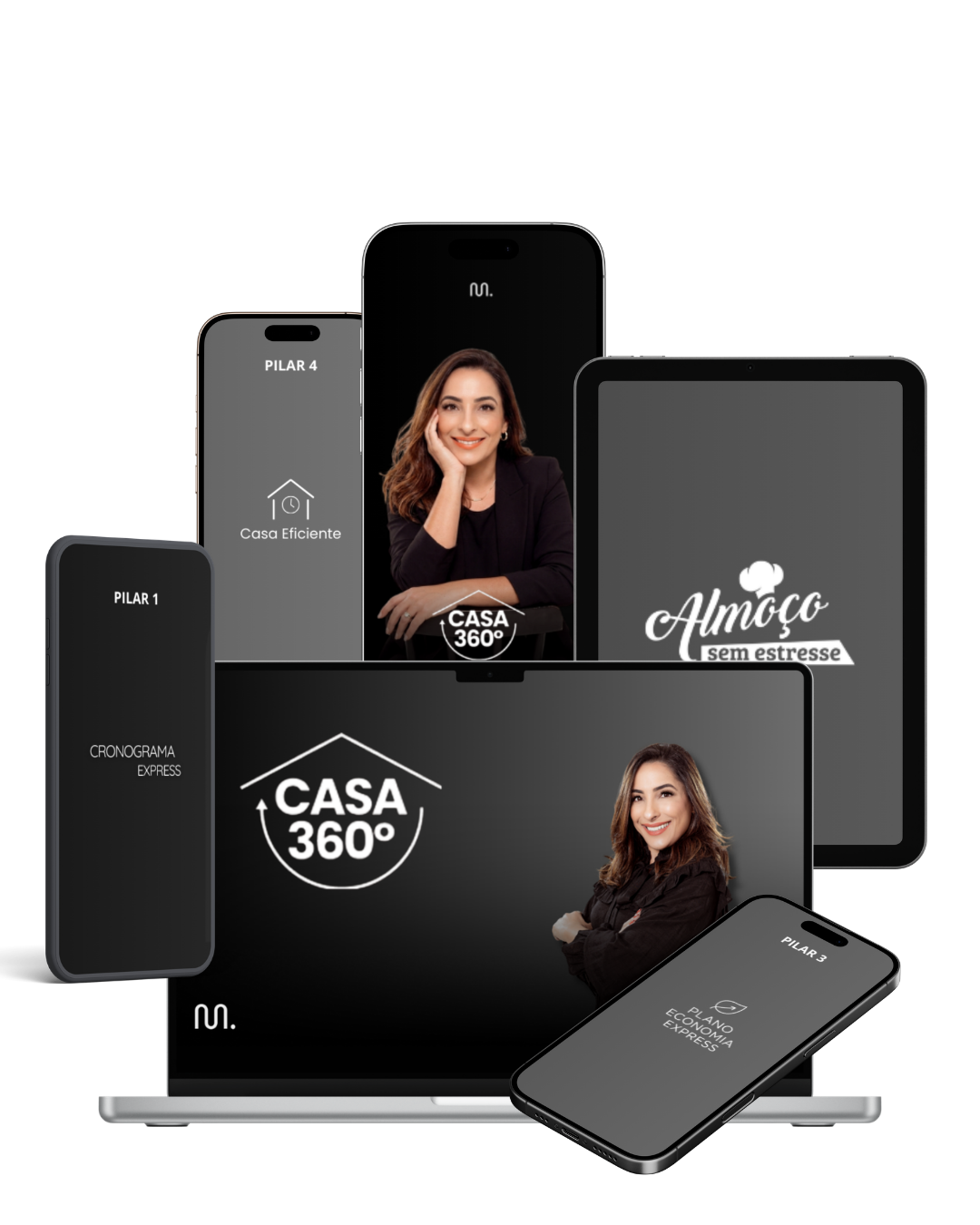 Mockups do Casa 360 em celulares, tablet e notebook